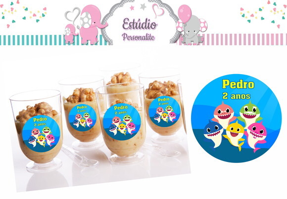 Adesivo para Copinho de Brigadeiro Baby Shark