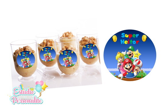 Adesivo para Copinho de Brigadeiro Mario Bros
