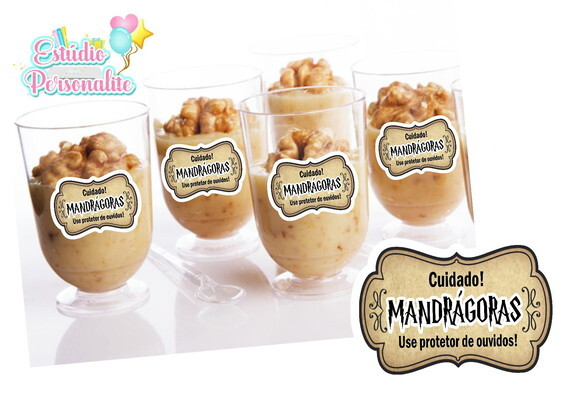 Adesivo para Copinho de Brigadeiro Mandrágoras Harry Potter