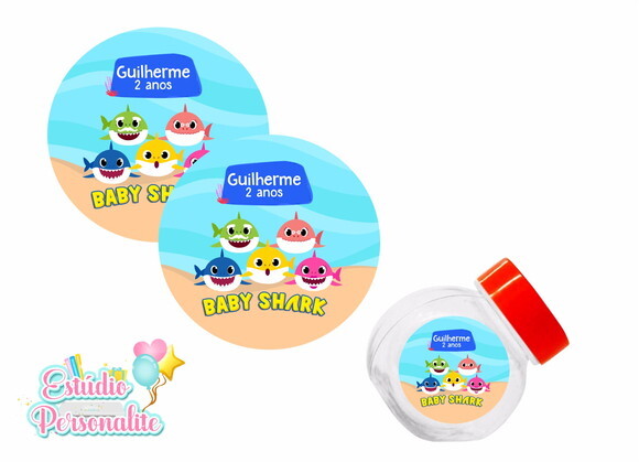 Adesivo para Mini Baleiro Baby Shark