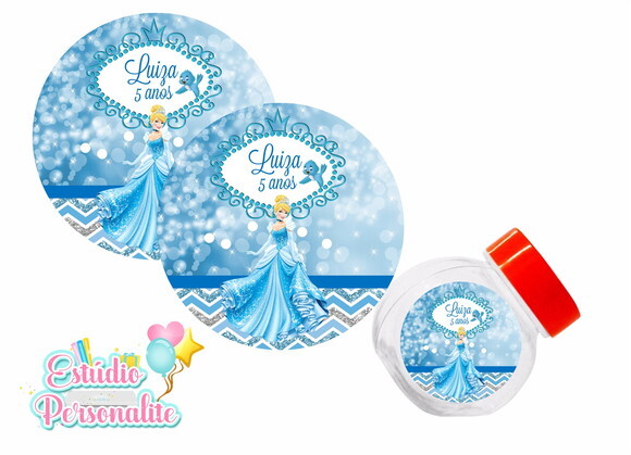 Adesivo para Mini Baleiro Cinderela