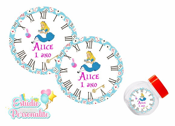 Adesivo para mini baleiro Alice no País das Maravilhas