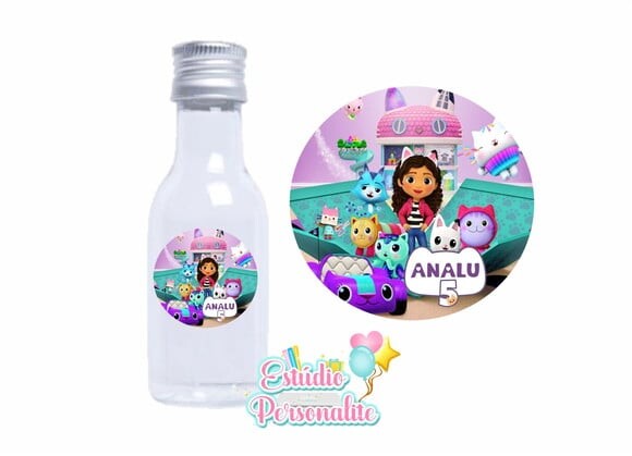 Adesivo para Mini Garrafinha a Casa Mágica da Gabby