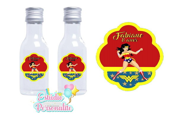 Adesivo para Mini Garrafinha Mulher Maravilha