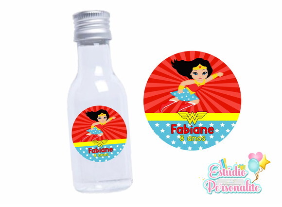 Adesivo para Mini Garrafinha Mulher Maravilha