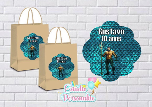 Adesivo para Sacola Kraft Aquaman