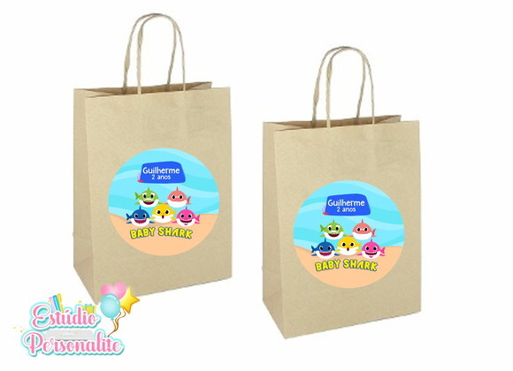 Adesivo para Sacola Kraft Baby Shark