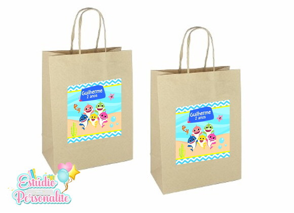 Adesivo para Sacola Kraft Baby Shark
