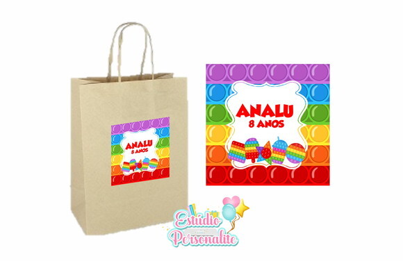 Adesivo para Sacola Kraft Fidget Toys Pop It