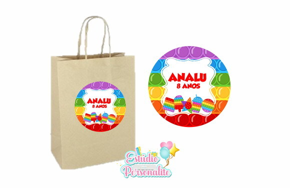 Adesivo para Sacola Kraft Fidget Toys Pop It