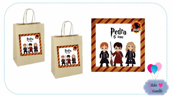 Adesivo para Sacola Kraft Harry Potter