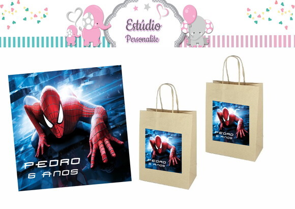 Adesivo para Sacola Kraft Homem Aranha