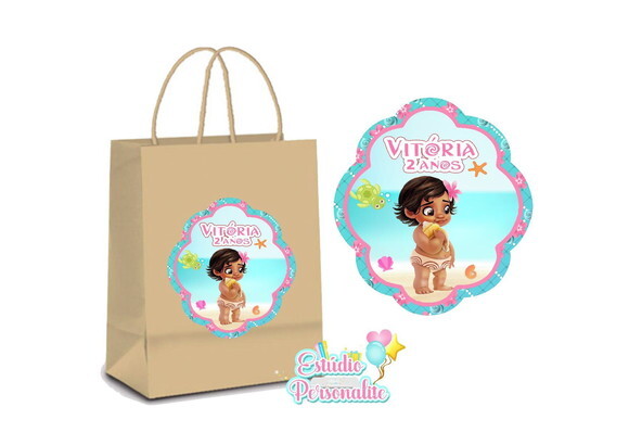 Adesivo para Sacola Kraft Moana Baby.