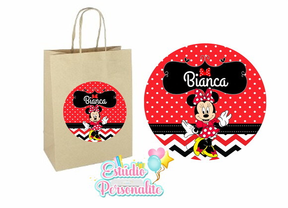 Adesivo para sacola Kraft Minnie