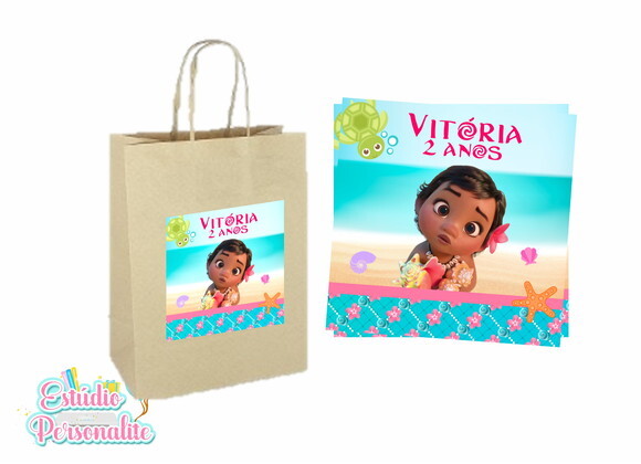 Adesivo para Sacola Kraft Moana Baby.