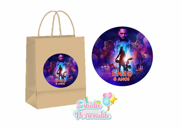 Adesivo para Sacola Kraft Space Jam Um Novo Legado