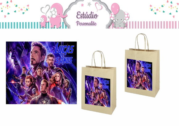 Adesivo para Sacola Kraft Vingadores