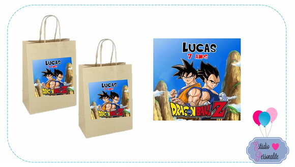 Adesivo Sacola Kraft Dragon Ball