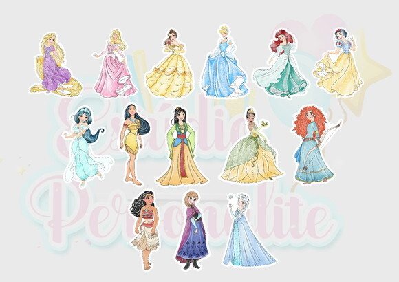 Aplique 4cm Princesas Disney (aquarela)