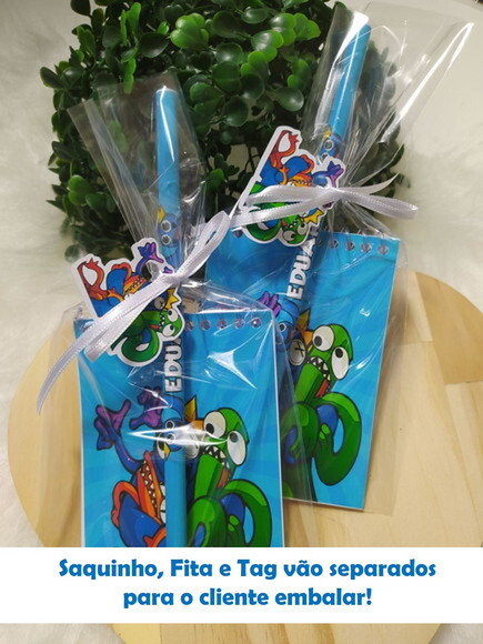 Bloquinho com Lápis + Embalagem Rainbow Friends