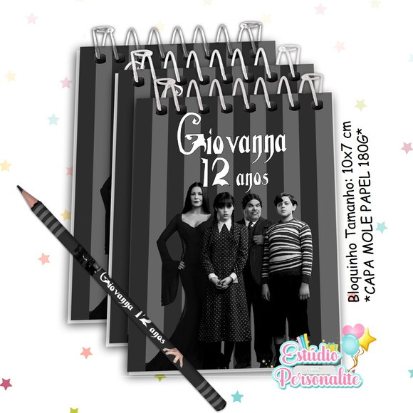 Bloquinho com Lápis Família Addams