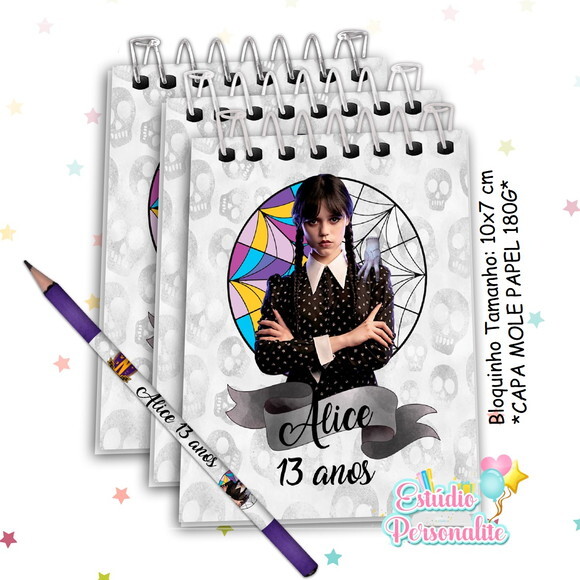 Bloquinho com Lápis Wandinha Addams
