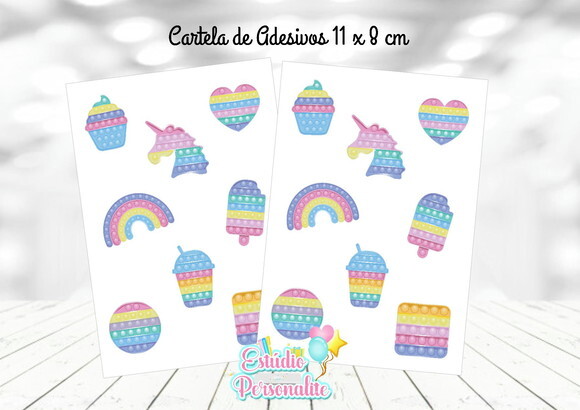 Cartela de Adesivos Fidget Toys Pop It