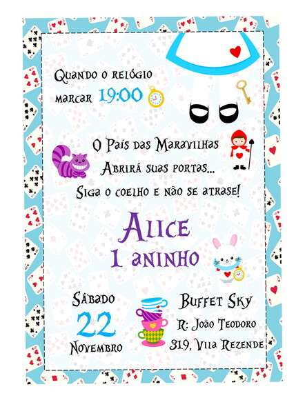 Convite Digital Alice no País das Maravilhas