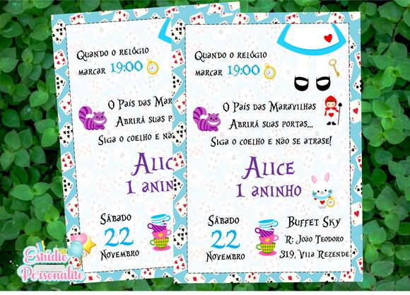 Convite Digital Alice no País das Maravilhas