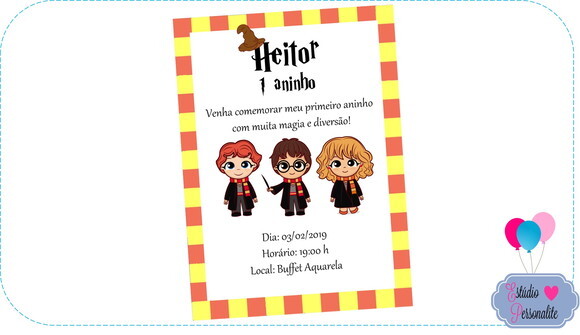 Convite Digital Harry Potter