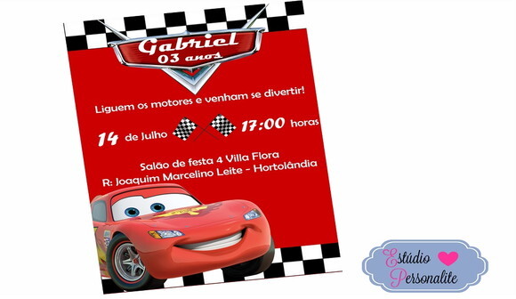 Convite Digital Relâmpago McQueen