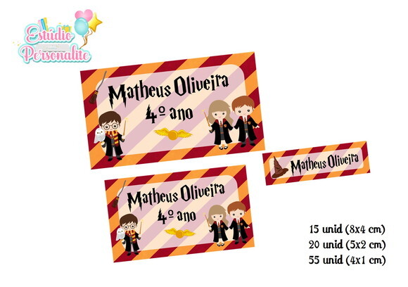 Etiqueta Escolar Harry Potter - 90 unidades