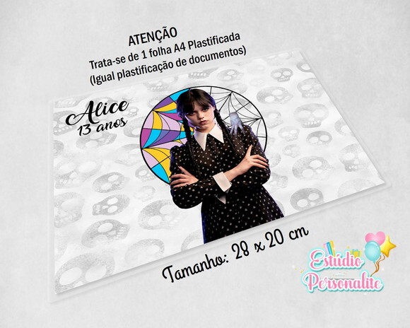 Jogo Americano Plastificado 28x20 Wandinha Addams