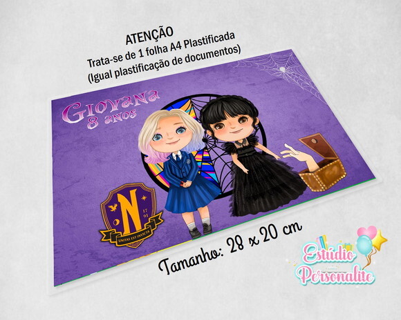 Jogo Americano Plastificado 28x20 Wandinha Addams