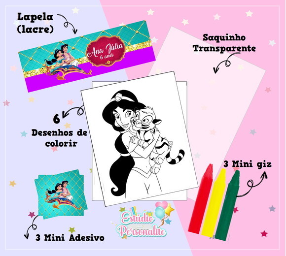 Kit de Colorir + Adesivo Jasmine