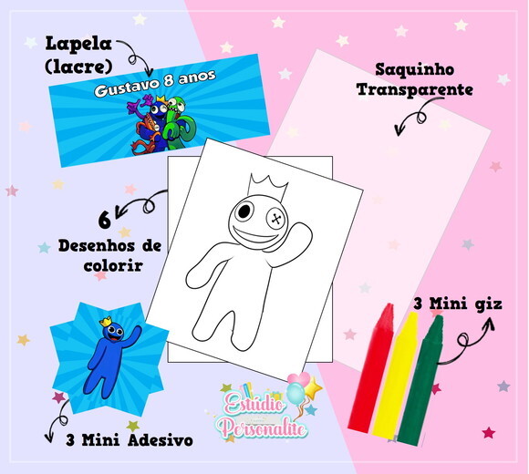 Kit de Colorir + Adesivo Rainbow Friends
