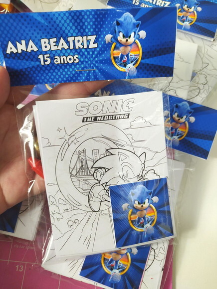 Kit de Colorir + Adesivo Sonic
