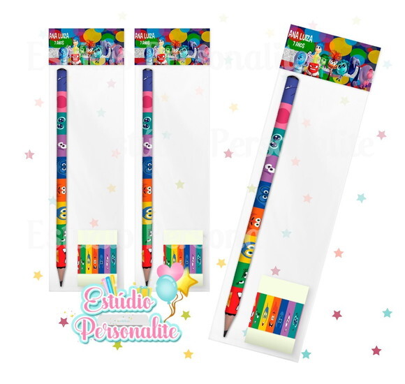 Kit Escolar Lápis + Borracha Divertidamente 2