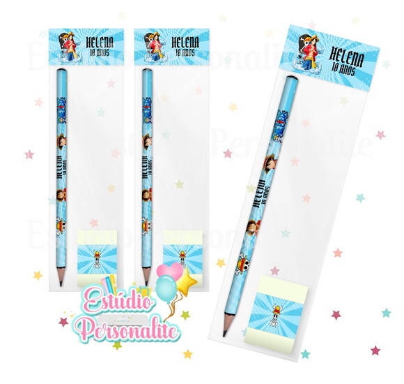 Kit Escolar Lápis + Borracha One Piece