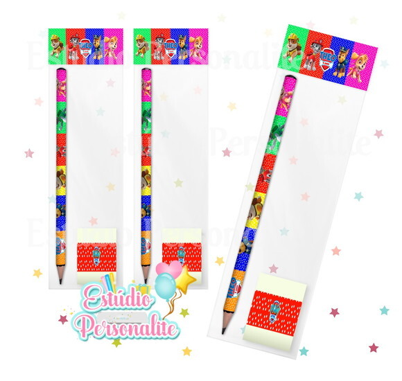 Kit Escolar Lápis + Borracha Patrulha Canina