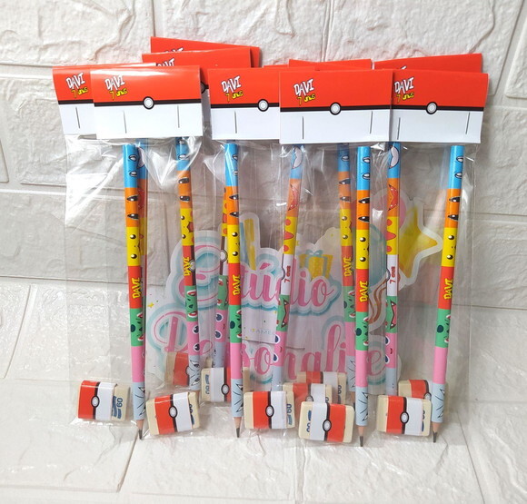 Kit Escolar Lápis + Borracha Pokémon