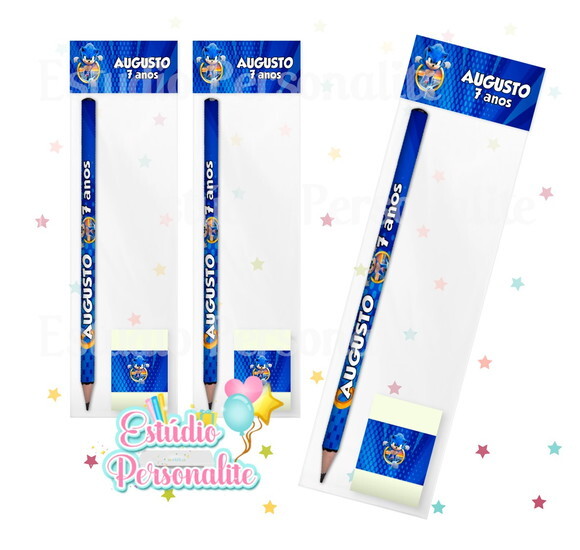 Kit Escolar Lápis + Borracha Sonic o Filme