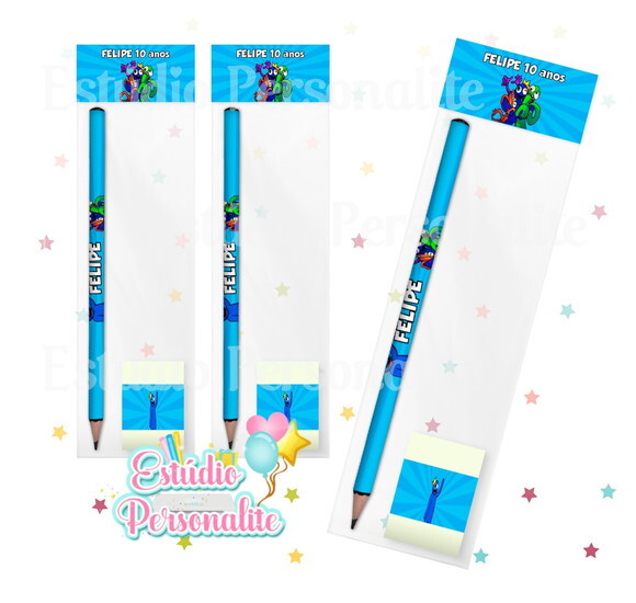 Kit Escolar Lápis + Borracha Rainbow Friends