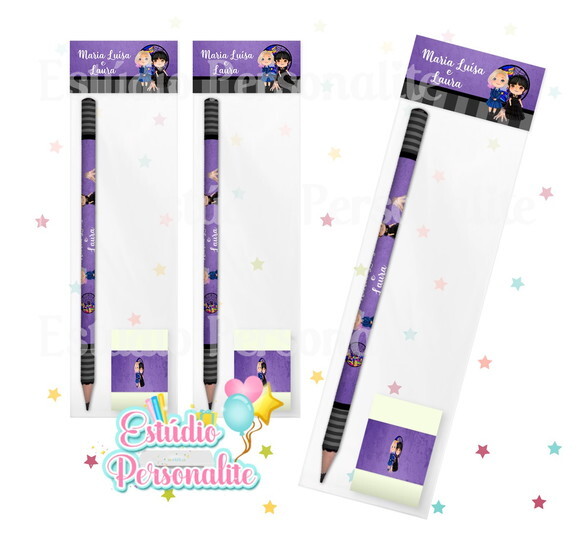 Kit Escolar Lápis + Borracha Wandinha
