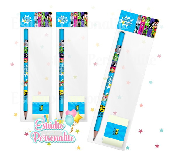 Kit Escolar Lápis e Borracha Jovens Titãs