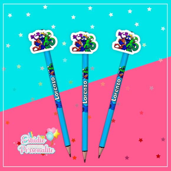 Lápis com Aplique Rainbow Friends