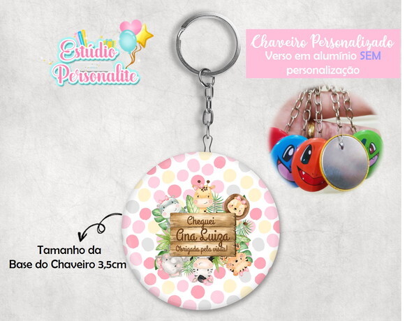 Lembrancinha Maternidade Chaveiro Safari Rosa