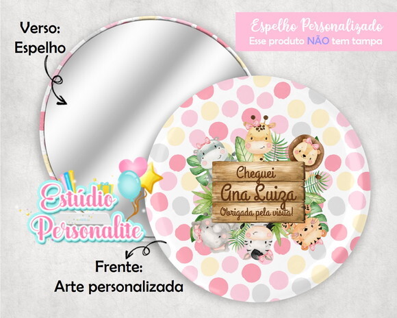 Lembrancinha Maternidade Espelho Safari Rosa