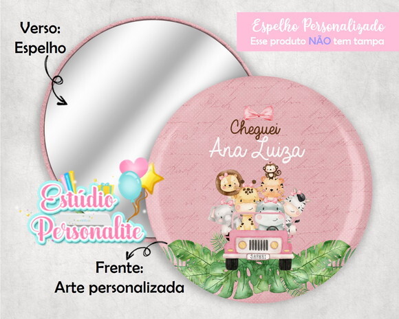 Lembrancinha Maternidade Espelho Safari Rosa
