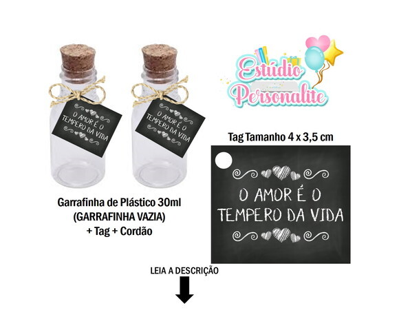 Lembrancinha o Amor É o Tempero da Vida (garrafinha Vazia)
